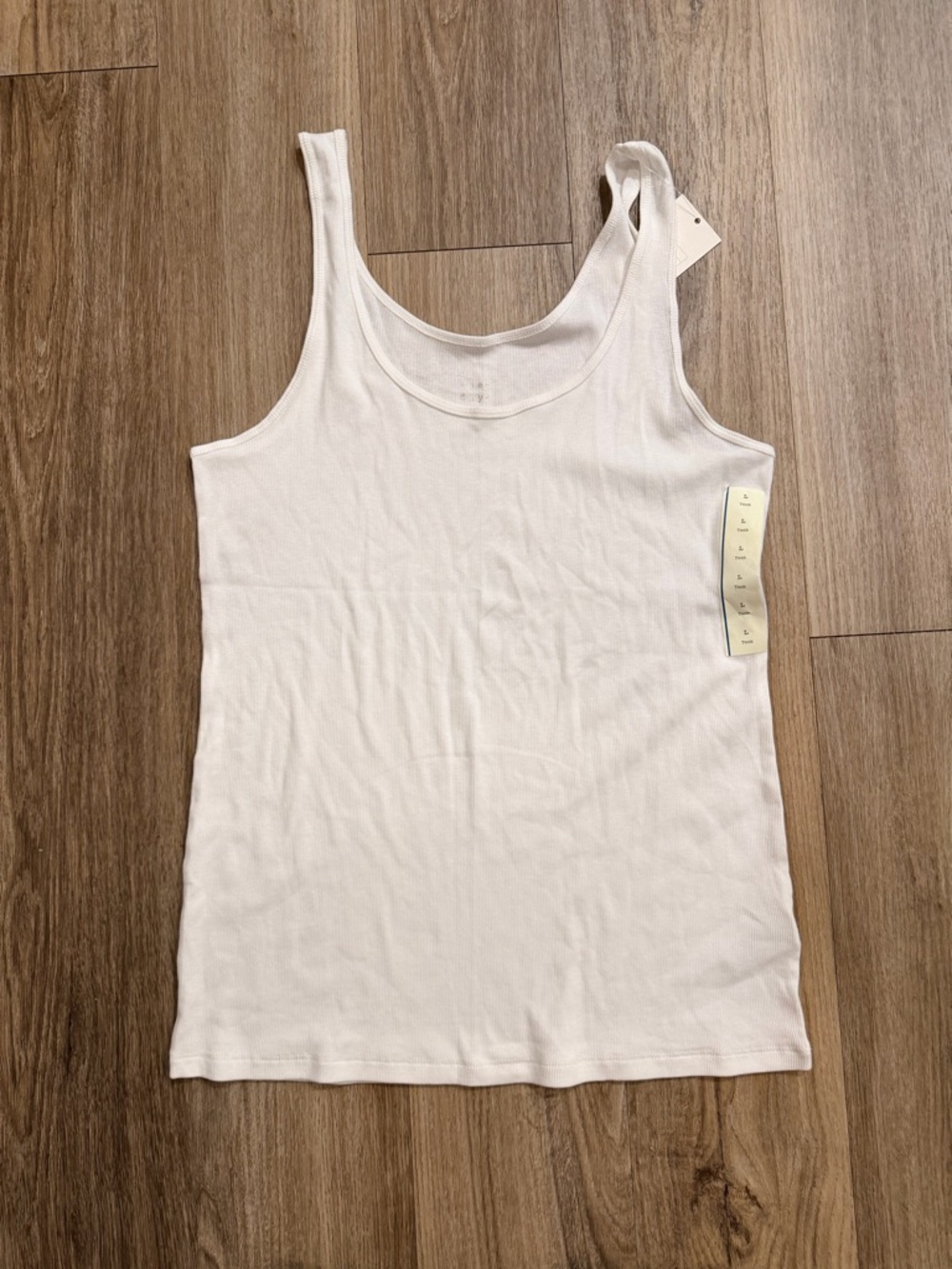 a new day White Ribbed Tank with Scoop Neck